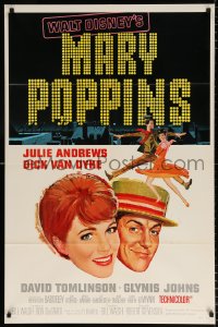 7b650 MARY POPPINS 1sh 1964 Julie Andrews & Dick Van Dyke in Walt Disney's musical classic!