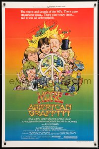7b673 MORE AMERICAN GRAFFITI style C 1sh 1979 Ron Howard, great cast montage art by William Stout!