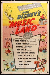 7b682 MUSIC LAND 1sh 1955 Disney, cartoon art of Donald Duck, Rogers, Joe Carioca & more!