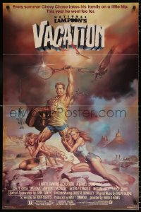 7b691 NATIONAL LAMPOON'S VACATION studio style 1sh 1983 Chevy Chase and cast by Boris Vallejo!