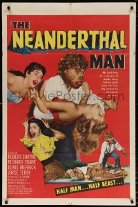 7b694 NEANDERTHAL MAN 1sh 1953 great wacky monster image, nothing could keep him from his woman!