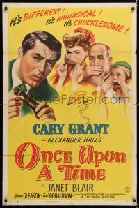 7b719 ONCE UPON A TIME style B 1sh 1944 close-up art of Cary Grant & Janet Blair, ultra-rare!