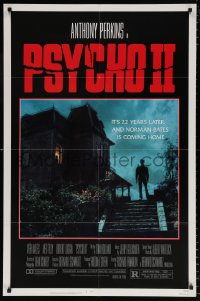 7b769 PSYCHO II 1sh 1983 Anthony Perkins as Norman Bates, cool creepy image of classic house!