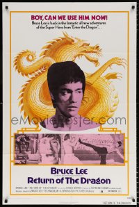 7b786 RETURN OF THE DRAGON 1sh 1974 Bruce Lee kung fu classic, Chuck Norris, great images!