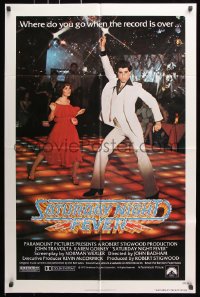 7b812 SATURDAY NIGHT FEVER 1sh 1977 best image of disco John Travolta & Karen Lynn Gorney!