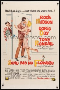 7b824 SEND ME NO FLOWERS stamped ENGLISH 1sh 1964 Rock Hudson, Doris Day & Tony Randall!