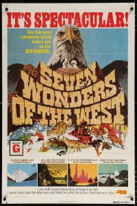 7b829 SEVEN WONDERS OF THE WEST 1sh 1973 cool artwork of bald eagle, it's spectacular!