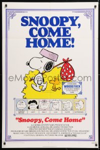 7b844 SNOOPY COME HOME 1sh 1972 Peanuts, Charlie Brown, great Schulz art of Snoopy & Woodstock!