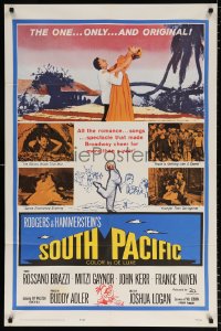 7b849 SOUTH PACIFIC 1sh R1964 Rossano Brazzi, Mitzi Gaynor, Rodgers & Hammerstein musical!