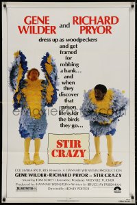 7b863 STIR CRAZY 1sh 1980 Gene Wilder & Richard Pryor in chicken suits, directed by Sidney Poitier!