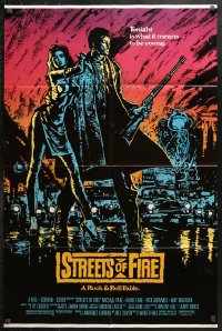 7b870 STREETS OF FIRE 1sh 1984 Walter Hill directed, Michael Pare, Diane Lane, artwork by Riehm!