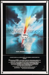 7b880 SUPERMAN int'l 1sh 1978 D.C. comic book superhero Christopher Reeve, cool Bob Peak logo art!