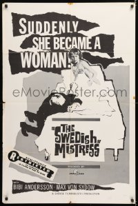 7b887 SWEDISH MISTRESS 1sh 1964 cool image & art of sexy Bibi Andersson naked in bed, Max Von Sydow