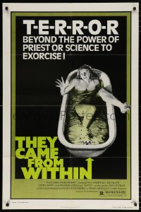 7b912 THEY CAME FROM WITHIN 1sh 1976 David Cronenberg, art of terrified girl in bath tub!