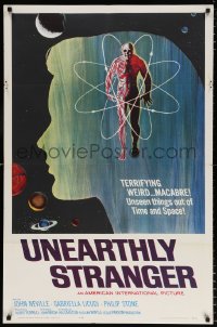 7b949 UNEARTHLY STRANGER 1sh 1964 cool art of weird macabre unseen thing out of time & space!