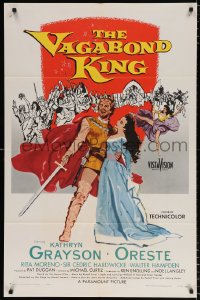 7b956 VAGABOND KING 1sh 1956 Michael Curtiz, art of pretty Kathryn Grayson & Oreste w/ sword!