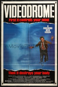 7b959 VIDEODROME 1sh 1983 David Cronenberg, James Woods, huge c/u of Debbie Harry, sci-fi!