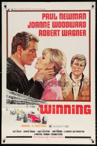 7b981 WINNING 1sh 1969 Paul Newman, Joanne Woodward, Indy car racing art by Howard Terpning!