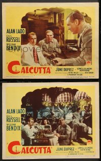 7c776 CALCUTTA 2 LCs 1946 Alan Ladd, Gail Russell, William Bendix, mysterious Orient!