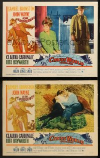 7c785 CIRCUS WORLD 2 LCs 1965 great images of big John Wayne, Claudia Cardinale, Rita Hayworth!