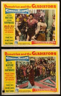 7c798 DEMETRIUS & THE GLADIATORS 2 LCs 1954 Biblical Victor Mature & Susan Hayward!