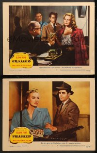 7c814 FRAMED 2 LCs 1947 great images of Glenn Ford & sexy Janis Carter, Richard Wallace film noir!