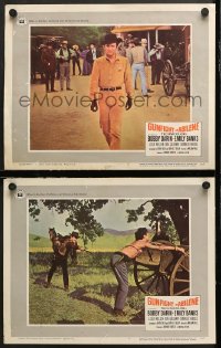 7c837 GUNFIGHT IN ABILENE 2 LCs 1967 great images of cowboy Bobby Darin in western action!