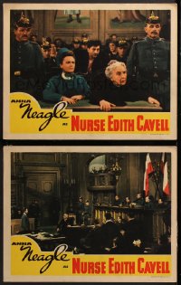 7c908 NURSE EDITH CAVELL 2 LCs 1939 English Anna Neagle by old ladies knitting & playing solitaire!