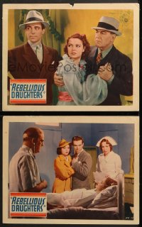 7c925 REBELLIOUS DAUGHTERS 2 LCs 1938 small town girls get involved in photo blackmail racket, rare!