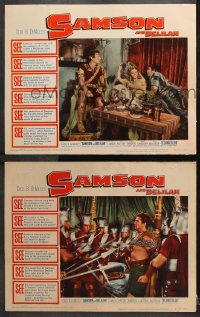 7c935 SAMSON & DELILAH 2 LCs R1959 Victor Mature, Cecil B. DeMille Biblical classic!