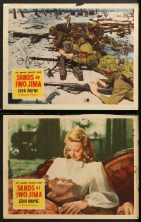 7c936 SANDS OF IWO JIMA 2 LCs 1950 John Agar, Adele Mara, World War II action, huge combat scene!