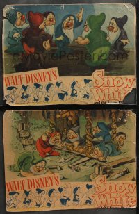 7c958 SNOW WHITE & THE SEVEN DWARFS 2 LCs R1944 Walt Disney animated cartoon fantasy classic!