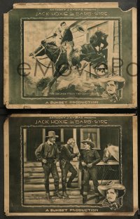 7c370 BARB-WIRE 6 LCs 1922 Jack Hoxie cowboy western, image of gathered crowd, ultra rare!