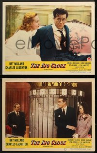 7c596 BIG CLOCK 3 LCs 1948 great images of Ray Milland, Laughton, Johnson, Lanchester & O'Sullivan!