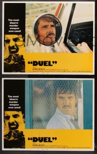 7c109 DUEL 8 int'l LCs 1972 Steven Spielberg, Dennis Weaver, most bizarre murder weapon, ultra-rare!