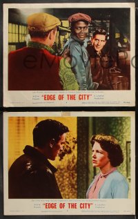 7c434 EDGE OF THE CITY 5 LCs 1956 Cassavetes, Poitier, you'll watch it from the edge of your seat!