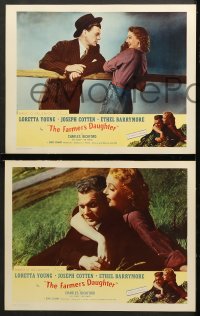 7c437 FARMER'S DAUGHTER 5 LCs R1954 cool romantic images of Loretta Young & Joseph Cotten!