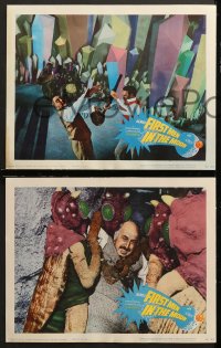 7c620 FIRST MEN IN THE MOON 3 LCs 1964 Ray Harryhausen, H.G. Wells, great alien images!