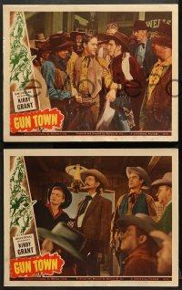 7c441 GUN TOWN 5 LCs 1946 Kirby Grant, Fuzzy Knight, cool cowboy western scenes!