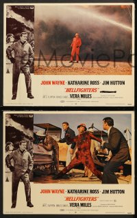 7c507 HELLFIGHTERS 4 LCs 1968 John Wayne as fireman Red Adair, cool action scenes!