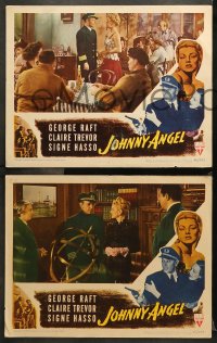 7c643 JOHNNY ANGEL 3 LCs 1945 George Raft & sexy French Claire Trevor, Hoagy Carmichael!