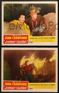 7c644 JOHNNY GUITAR 3 LCs 1954 Joan Crawford & Sterling Hayden in title role, Nicholas Ray!