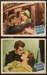 7c526 MASSACRE RIVER 4 LCs 1949 Guy Madison & Rory Calhoun, pretty Carole Mathews, Civil War!