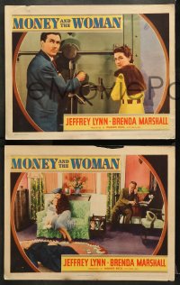 7c537 MONEY & THE WOMAN 4 LCs 1940 great images of Jeffrey Lynn, sexy Brenda Marshall, John Litel!