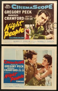 7c211 NIGHT PEOPLE 8 LCs 1954 cool images of World War II soldier Gregory Peck, Broderick Crawford!