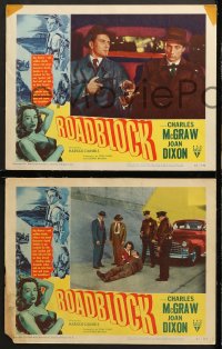 7c692 ROADBLOCK 3 LCs 1951 Charles McGraw & Joan Dixon in crime film noir!