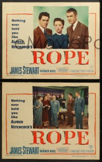 7c551 ROPE 4 LCs 1948 John Dall & Joan Chandler with Jimmy Stewart, Hitchcock classic!