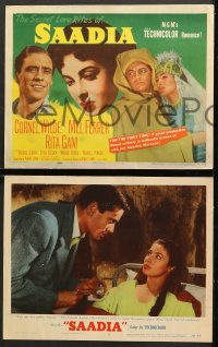 7c255 SAADIA 8 LCs 1954 Arab Cornel Wilde, Mel Ferrer & Rita Gam in hot-blooded Morocco!