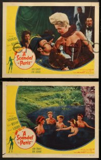 7c696 SCANDAL IN PARIS 3 LCs 1946 five sexy women bathing in river, Signe Hasso, Carole Landis!