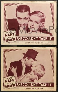 7c562 SHE COULDN'T TAKE IT 4 LCs R1947 great images of George Raft & Joan Bennett in formal attire!